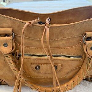 Hot Color Butter yellow City Moto faux leather handbag with dust bag